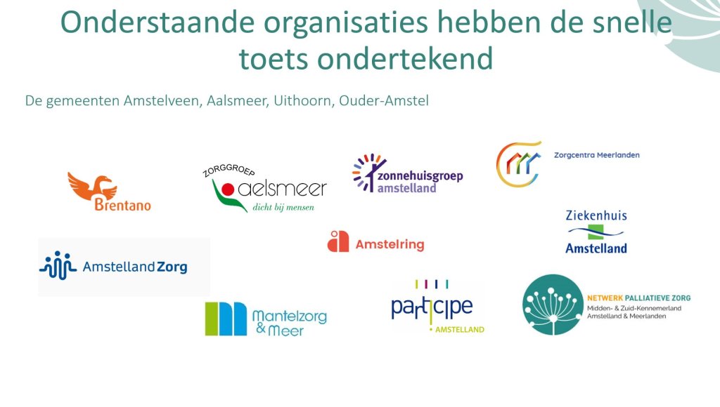 Overzicht organisaties betrokken bij snelle toets- website en nieuwsbrief.JPG